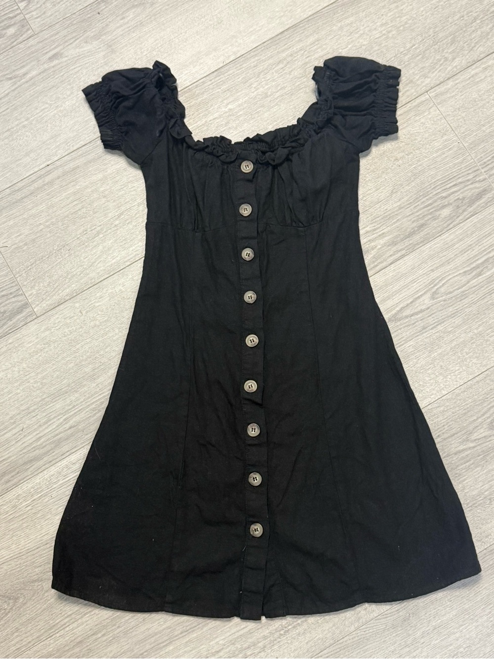 Forever 21 Black Button-Front Off-Shoulder Mini Dress